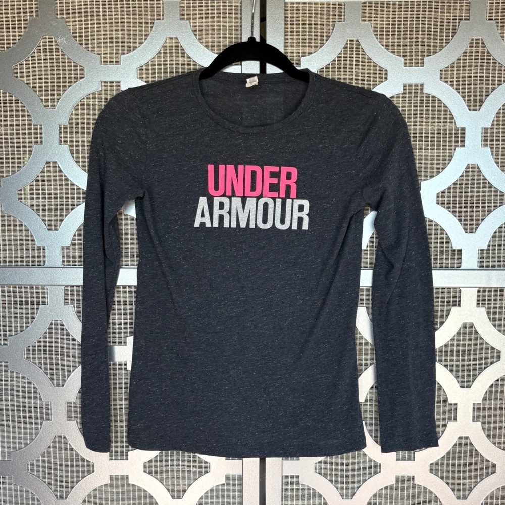Under Armour Dark Gray and Pink Long Sleeve Tee